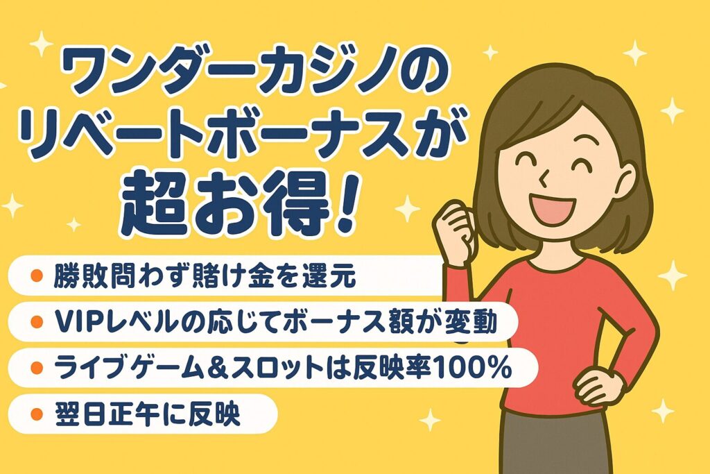 ワンダーカジノリベートボーナス詳細
